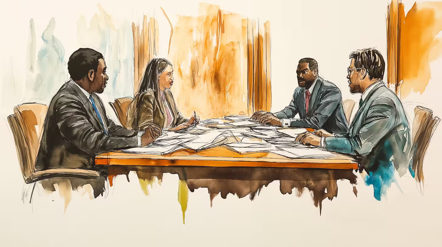 Do you have a malpractice claim? 1 lawyers working around a table