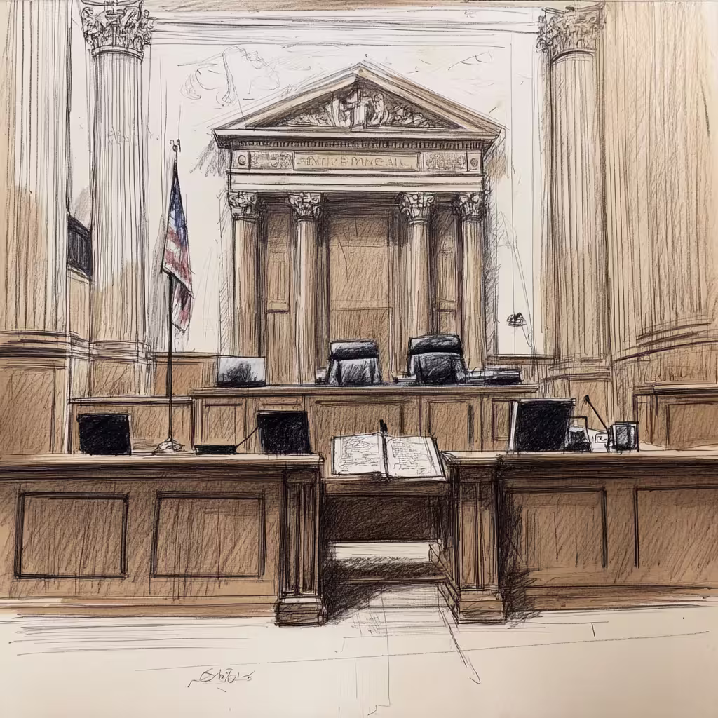 Drawing of court room