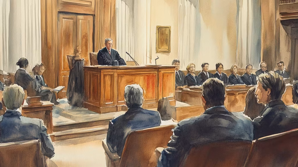 Contempt hearings & due process 4 A person standing in front of a judge in district court.