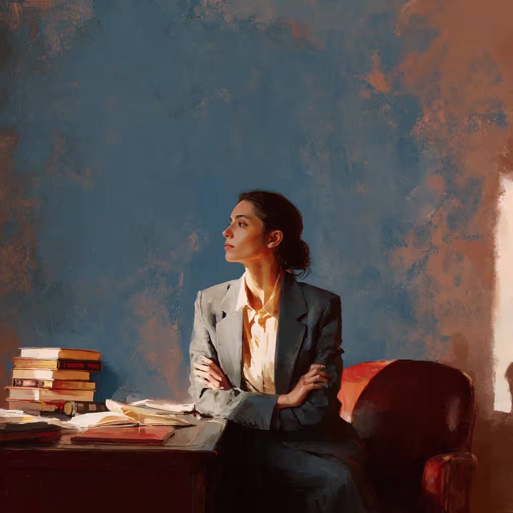 A women waiting to hear the results of a custody hearing.