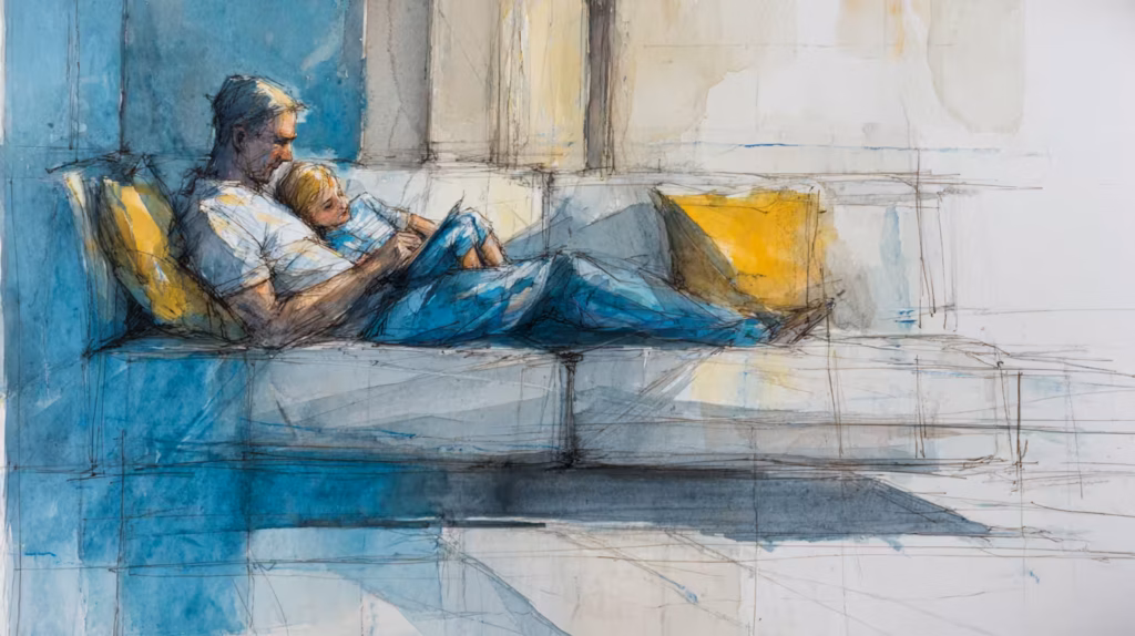 Parental Rights Termination Appeals in Utah 10 father and child cuddling on sofa in soft sunlight calm