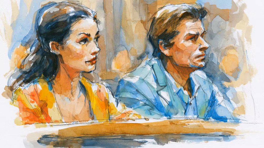 The Utah Appellate Process: Every Remedy Explained 10 pensive couple in warm sunlit cafe watercolor illustration