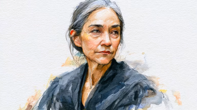 pensive older woman watercolor portrait in soft natural light