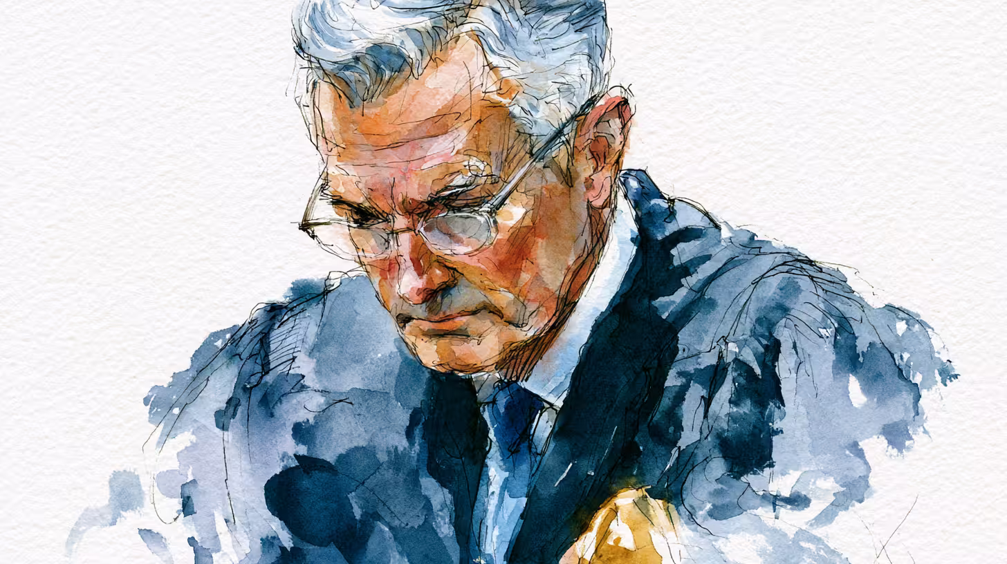 somber watercolor portrait of elderly man in soft lighting