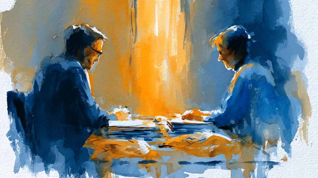 The Utah Appellate Process: Every Remedy Explained 5 two people talking at table in warm soft light mood